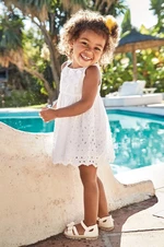 Dětské bavlněné šaty Mayoral bílá barva, mini