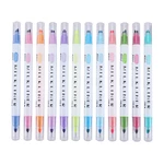 12pcs Highlighter Pen Set Double Head Fluorescent Marker Watercolor Pen Business Office Writing Drawing Supplies