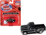 1976 Chevrolet Stepside Pickup Truck Midnight Black with White Stripes 1/87 (HO) Scale Model Car by Classic Metal Works