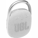 Prenosný reproduktor JBL CLIP 4 biely Přenosný reproduktor, výkon 5 W, hudba přes Bluetooth, zvuk JBL Pro Sound, integrovaná karabina, odolnost IP67, 