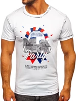 Tricou cu imprimeu alb bărbați Bolf s028