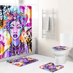 Waterproof Fashion Funny Girl Pattern Shower Curtain With Bath Mats Rugs Toilet Cover Mats For Home