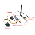 EWRF FPV Dual Camera System 1000TVL CMOS Mini Two Cameras + 5.8Ghz 600mW 40CH VTX + 3CH Switch Support PMW for RC Racing