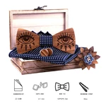 3D Wooden Tie Square Handkerchief Cufflinks Wood Bow Tie Wedding Dinner Handmade Wooden Ties Gravata set