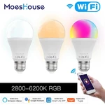 MoesHouse 9W E27 WiFi Smart LED Bulb RGB C+W Dimmable Smart Life Tuya APP Lamp Work with Alexa Google Home AC110V/220V
