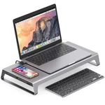 Aluminum Monitor Stand Docking Station Laptop Stand with USB C Hub Support 4K HDMI VGA TF Card Wireless Charge For Home