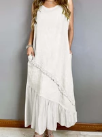 Solid Splicing Sleeveless Leisure Summer Casual Maxi Dress For Women