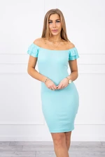 Ribbed dress with mint ruffles