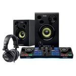 Mixážny pult Hercules Starter Kit se Serato DJ Lite, SET čierny SET: mixážní pult + reproduktory + sluchátka, světelné efekty, Bass EQ, jog wheel s de
