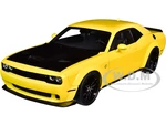 Dodge Challenger SRT Hellcat Widebody Yellow Jacket with Satin Black Hood 1/18 Model Car by Autoart