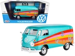 Volkswagen Type 2 (T1) Delivery Van "Peace" Turquoise Metallic 1/24 Diecast Model Car by Motormax
