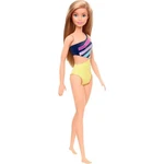 Mattel Barbie v plavkách světlovláska žlutomodré s pruhy