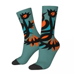 Vintage Blue And Orange Plant Crazy Men's Compression Socks Unisex Line Art Painting Culture Fashion Creative Picasso Crew Sock