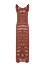 Trendyol Brown Maxi Knitted Slit Knitwear Look Beach Dress