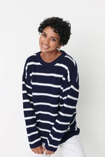 Trendyol Navy Blue széles szabású kötöttáru pulóver
