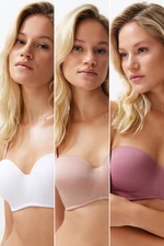 Trendyol Multicolored 3-Pack Polyamide Strap Covered Strapless Knitted Bra