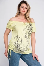 Şans Women's Plus Size Green Cotton Fabric Blouse 65n25724
