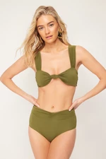 Trendyol Khaki Gathered High Waist Hipster Bikini Bottom