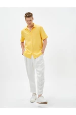 Koton Summer Shirt with Short Sleeves Turndown Collar Buttoned Cotton