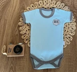 Kojenecké body, kr. rukáv Mamatti, zap. u krku, Dino park - modré, vel. 86 (12-18m)