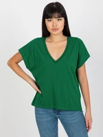 Tmavě zelené dámské jednobarevné bavlněné tričko MAYFLIES