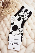 Women's mismatched socks with teddy bear, black and white