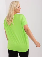 Light green plus size blouse with a round neckline