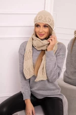 Women's set with scarf Adrianna K417 dark beige