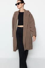 Trendyol Mink Oversize Wide-Cut Long Plush Coat