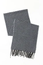 AC&Co / Altınyıldız Classics Men's Grey-Navy Blue Patterned Scarf