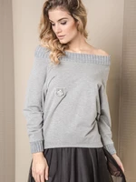 Blouse MI... MI with ribbing in thick fabric grey