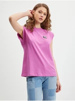 Růžové dámské tričko KARL LAGERFELD Ikonik - Dámské