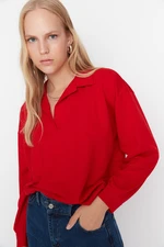 Trendyol Red Regular/Normal fit Basic Polo Collar Regular, Thin Knitted Sweatshirt