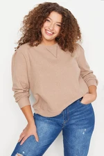 Trendyol Curve Stone Crew Neck Thessaloniki Thin Knitted Sweatshirt. Trendyol Curve Stone Crew Neck Thessaloniki Thin Knitted Sweatshirt.