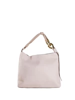 Light beige 2-in-1 urban shoulder bag with chain