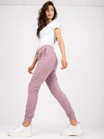 Basic sweatpants with high waist in powder pink color