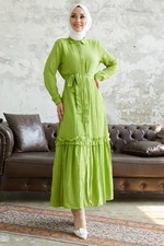 InStyle Nesya See-through Dress With Ruffles At The Hem - Pistachio Green