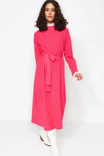 Trendyol Pink Ankle Pleated Knitwear Dress