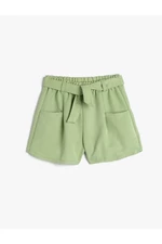 Koton Shorts With Belt Detailed Pockets, Elastic Waist Modal Fabric.
