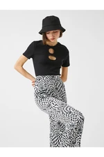 Koton Crop T-Shirt with Window Detail Cotton