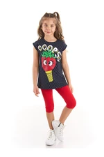 Mushi Strawberry Ice Cream for Girl Child Polka Dot Black T-shirt and Red Leggings Set.