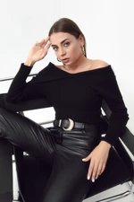 Lafaba Women's Black Collar Detailed Knitwear Sweater