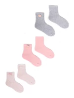 Yoclub Kids's Girls' Terry Socks With 3D Element 3-Pack SKF-0008G-000B