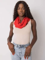 Lady's red and grey scarf in polka dots