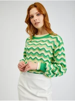 Orsay Yellow-Green Ladies Striped Sweater - Women