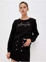 Black Women's Patterned T-Shirt with Balloon Sleeves Liu Jo - Women Black Women's Patterned T-Shirt with Balloon Sleeves Liu Jo - Women