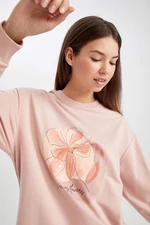 DEFACTO Regular Fit Crew Neck Printed Sweatshirt Tunic