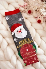 Children's socks "Merry Christmas" Nicholas gray-green