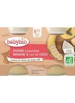 BABYBIO ovocný príkrm jablko, banán a kokosové mlieko 2 x 130 g