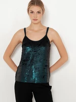 Dark green tank top with sequins CAMAIEU - Women